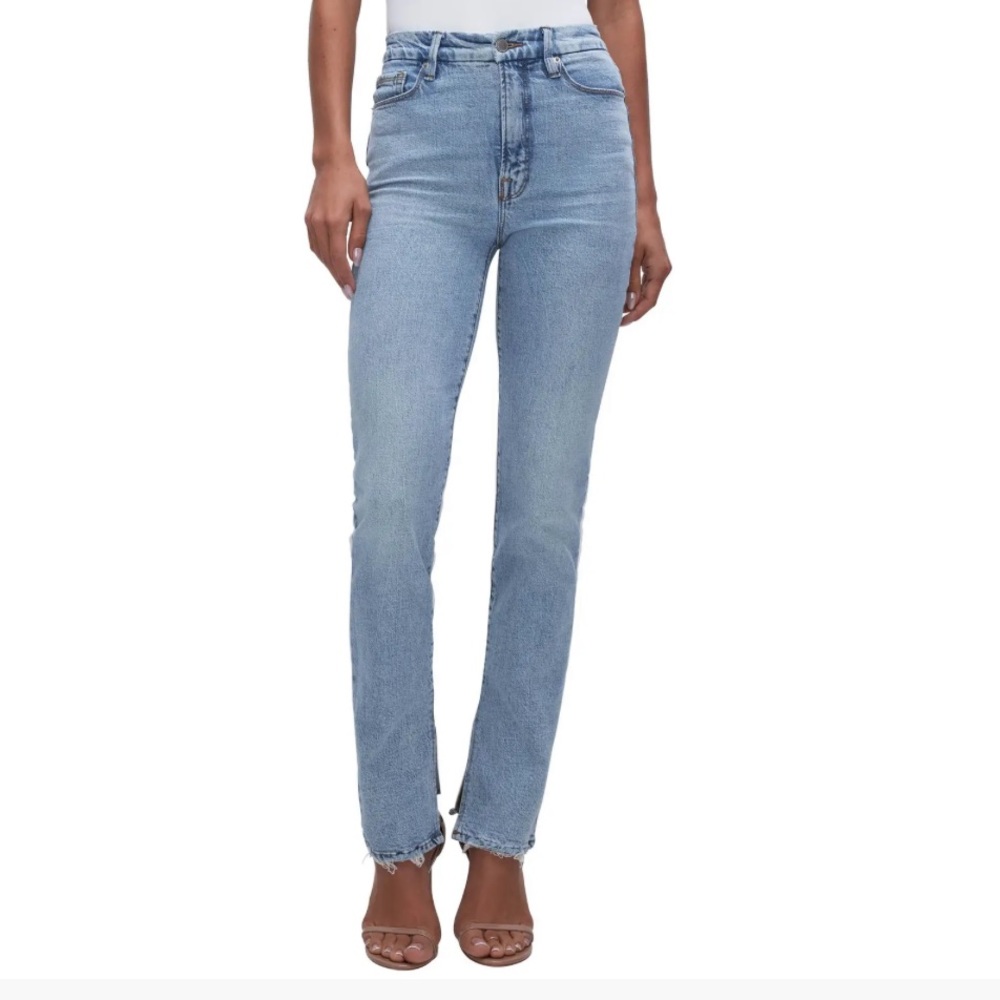 Good American Good Boy Denim Jeans Frayed Hem 8
